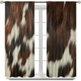 thumbnail image 5 of Cowhide Window Curtains, Brown Cow Print Farm Animal Fur Skin Blackout Window Drapes Western Cowboy Farmhouse Window Treatments Living Room Bedroom Decor 2 Panels Set55x63 Inch, 5 of 6