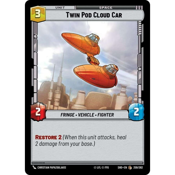 Star Wars: Unlimited Shadows of the Galaxy Common Twin Pod Cloud Car #259 (FOIL)