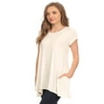 thumbnail image 2 of Women's Solid Casual Short Sleeve Loose Fit pockets Knit Tunic Top S-3XL, 2 of 4