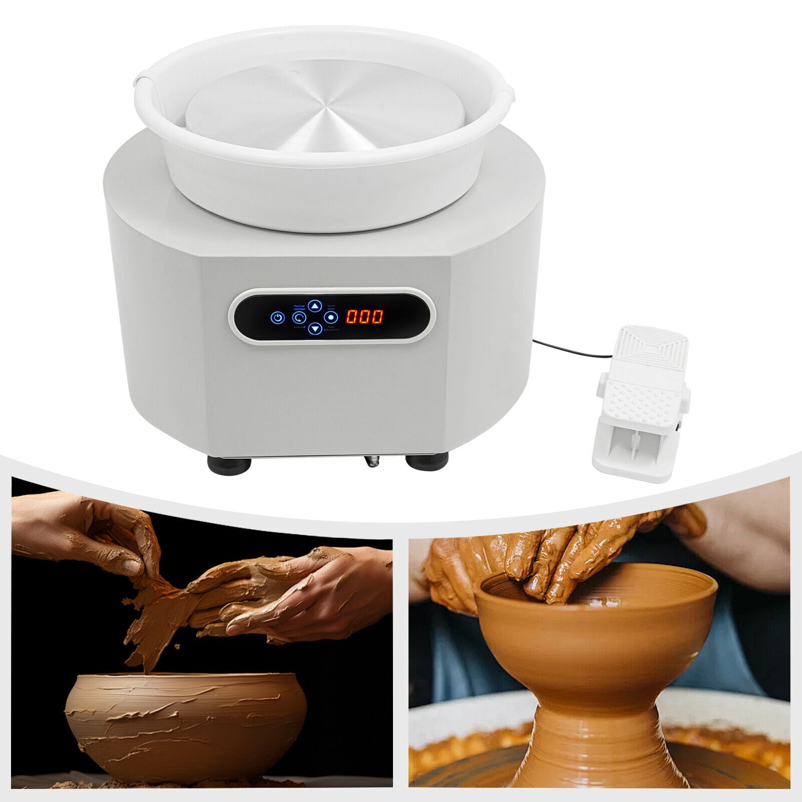 Ceramic Drawing Machine, Professional Pottery Wheel with Variable Speed Control and LCD Screen, High-Power Low-Noise Throwing Wheel for Clay Art