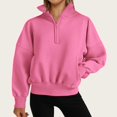 thumbnail image 2 of Womens Half Zip Sweatshirt Fleece Oversized Cropped Sweatshirt Long Sleeve Pullover Tops Fall Winter Outfits Clothes, 2 of 4