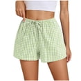 thumbnail image 3 of LIBRCLO Womens Shorts Checkered Drawstring Elastic Waist Shorts Fashion Spring And Summer Cute Comfortable Casual Bottoms, 3 of 7