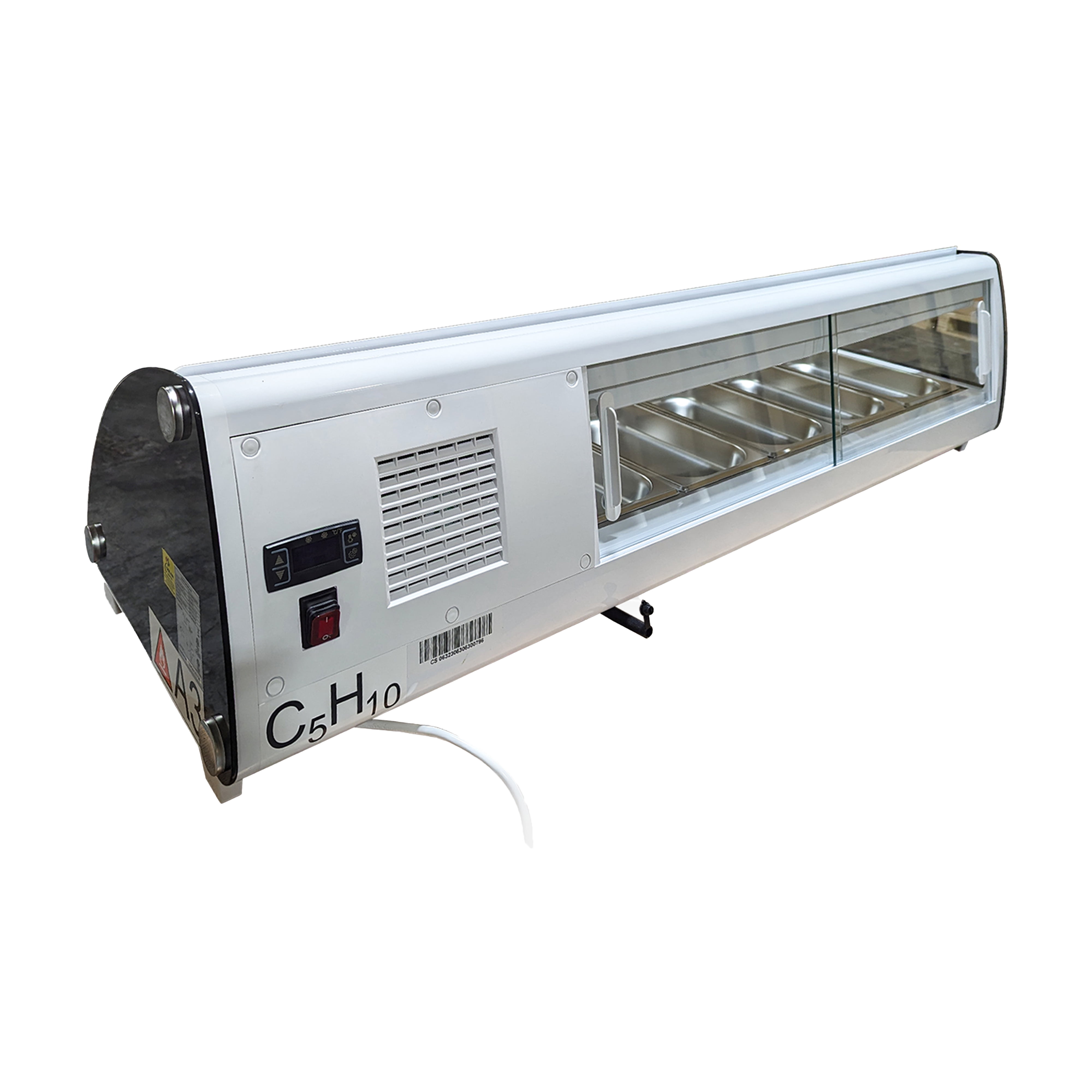 51'' Refrigerated Sushi Display Cooler Case Countertop 5 Pan Commercial Sushi Refrigerator