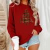 thumbnail image 2 of asdoklhq Winter Sweaters for Women's Round Neck Hoodless Christmas Printed Casual Loose Sweatshirt Wine M, 2 of 7