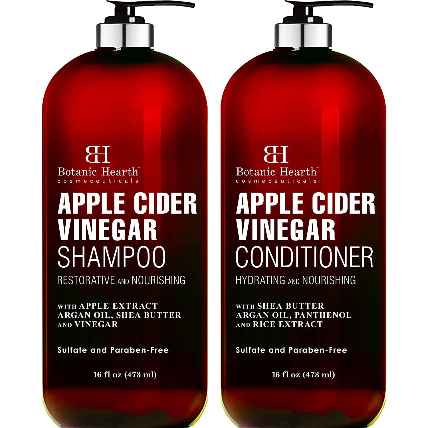 BOTANIC HEARTH Apple Cider Vinegar Shampoo & Conditioner Set, Color Safe,  Sulfate Free Shampoo and Conditioner Set Fights Itchy Scalp, Dandruff &  Frizz - (Packaging May Vary),16 fl oz each 