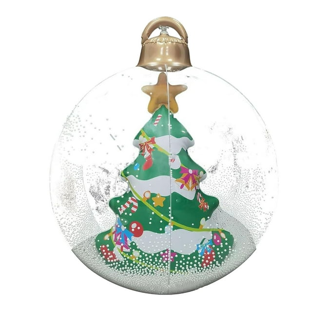 Bolas inflables de Navidad de 23,6 pulgadas con luz LED gigante, bola decorativa de PVC plegable transparente con control remoto, decoración para exteriores para árbol de Navidad.