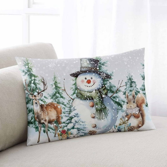 Sage Green Christmas Body Pillow Cover, Pillowcase Protectors with Zipper, Breathable Decorative Throw Pillow Case Cover, Snowman Xmas Tree Snowflake Elk Pillow Shams for Couch Sofa 24x36Inch