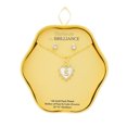 thumbnail image 2 of Believe by Brilliance Women's 14Kt Gold Flash Plated Mother of Pearl and Cubic Zirconia Heart "S" Necklace and Earring Set, 2 of 3