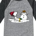 thumbnail image 3 of Peanuts - Snoopy Woodstock Snowman - Toddler & Youth Raglan Graphic T-Shirt, 3 of 5
