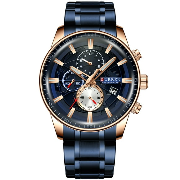 CURREN CURREN 8362 Men's Stainless Steel Quartz Watch with Rose Gold Case, Blue Dial, and 3ATM Water Resistance for Business and Casual Wear
