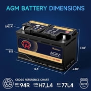 12V 80Ah AGM Car Battery BCI Group 94R H7 800CCA 155RC Deep Cycle Start-Stop Auto Battery