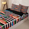 thumbnail image 2 of Manfei Farmhouse Trout Zipper Full Size Comforter Sets with Fitted Sheet and 2 Pillowcases, Stripe Lines Zipper Bedding Set, Black Pink Orange, Black Reversible, 4 Pieces, 2 of 7