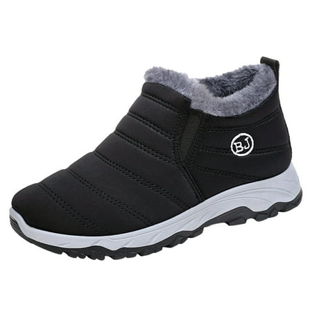 

Fashion Winter Men Snow Boots Flat Bottom Non Slip Waterproof Solid Color High Top Short Plush Warm And Comfortable Men Squash Shoes Rain Boots Men Wide