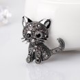 thumbnail image 2 of Shisuyan Broche en Cristal Chat avec Strass Accessoire Robe Foulard pour Femmes Filles (Noir), 2 of 6