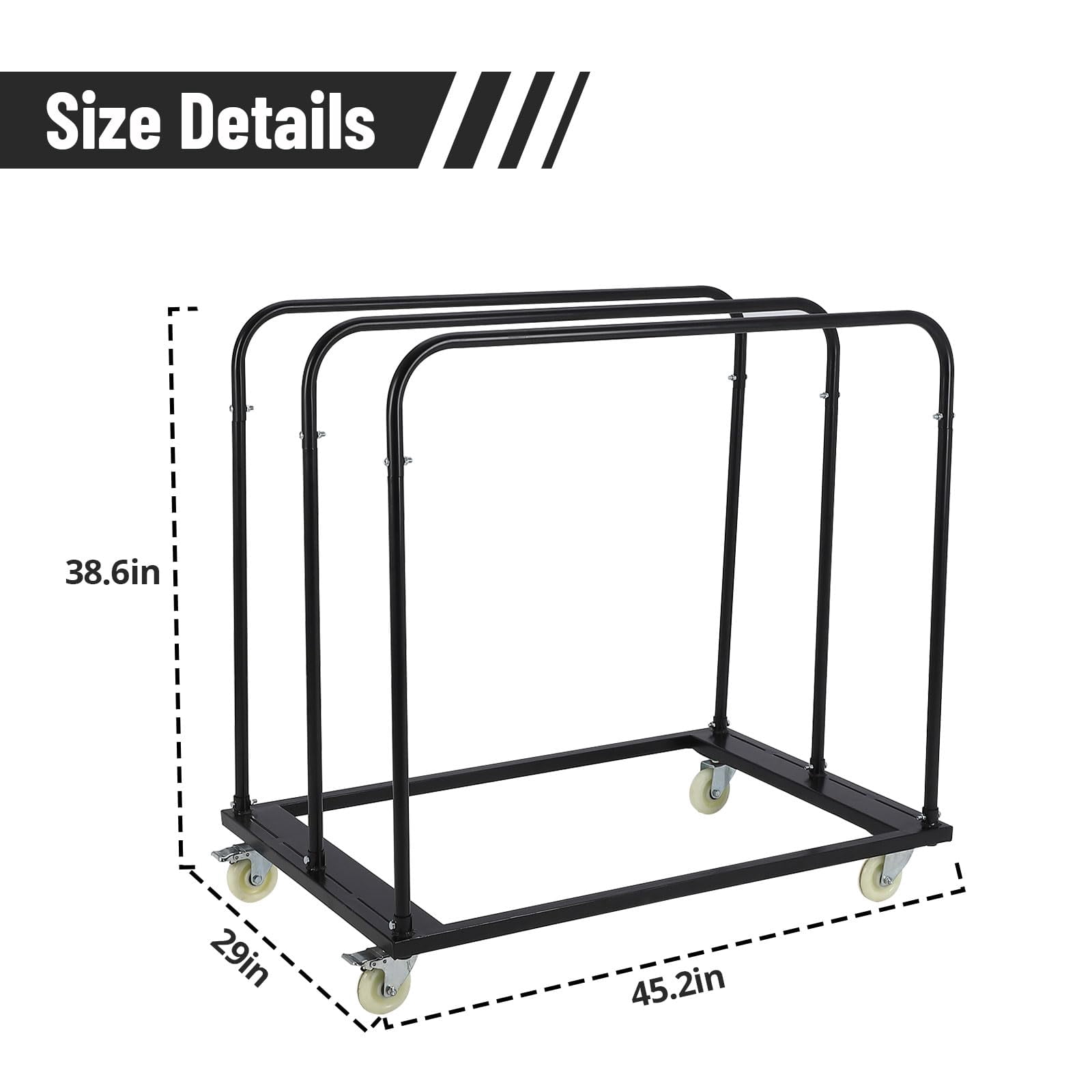Folding Table Cart, 1800 LBS Heavy Duty Table Trolley with 5" Swivel Wheels, Black Desk Trolley for Garage, Home, Warehouse, Party Event Hotel Furniture 10 Table Capacity