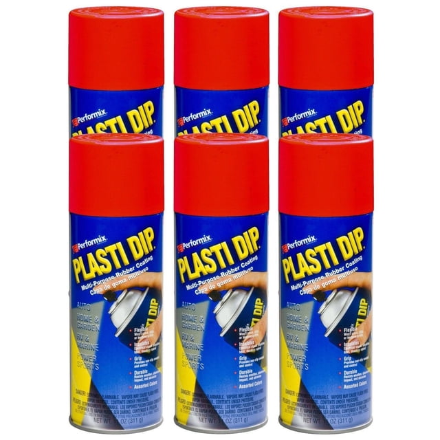 Spray Plasti Dip Rojo 311 ml Paquete de 6 Pintura Desprendible