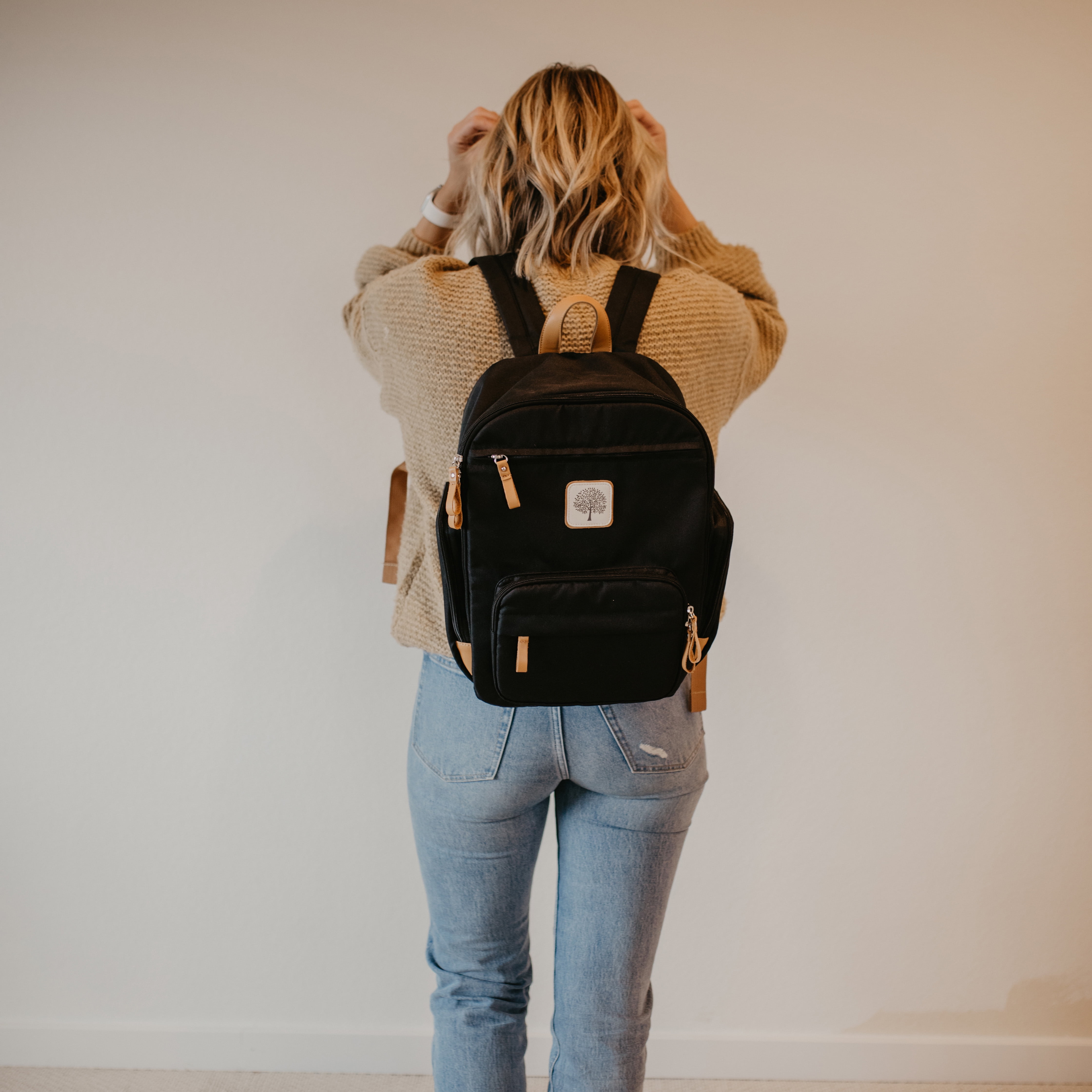 Parker Baby Co. Birch Bag Mini Diaper Backpack, Lightweight Baby Bag with Insulated Bottle Pockets, Compact & Organized - Black