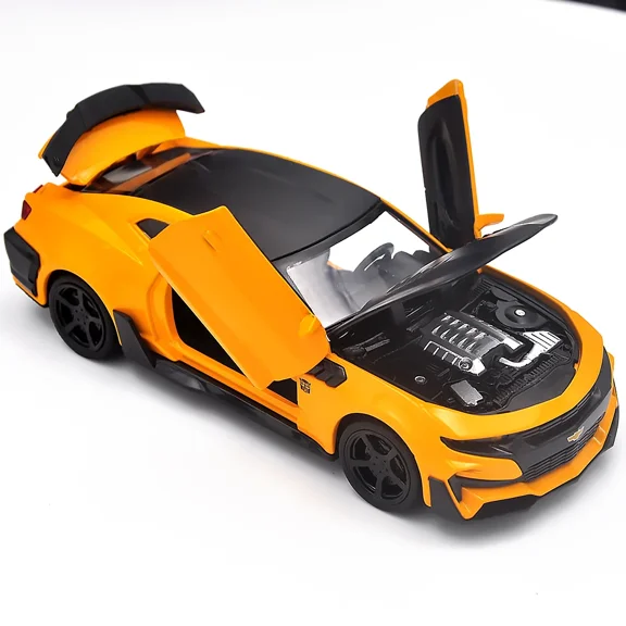 The 1:32 scale is suitable for Chevrolet Camaro alloy die-cast car models, equipped with openable doors, lights, sounds and a spring-back function. Boys' toy cars, children's birthday gift toy cars.