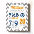 thumbnail image 1 of Personalized Canvas Birth Announcement Nursery Decor Gift, Nautical Design, Custom Name, Date, Weight & Length, Unique Boys & Girls Baby Shower Wall Art Presents, Color Gray # 6, Size - 12X16, 1 of 1