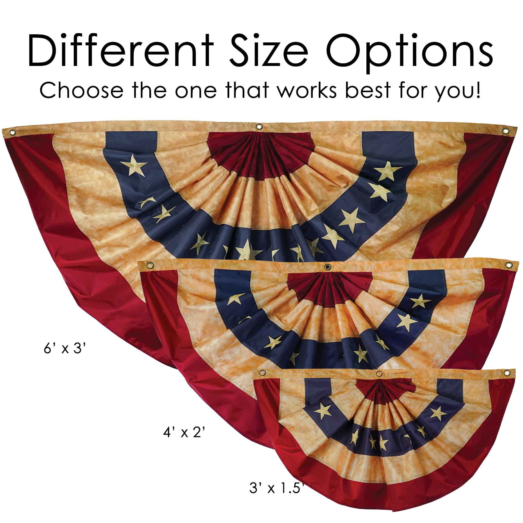 In the Breeze 3679 — Pleated Fan Americana Bunting — 3 Foot by 6 Foot — Patriotic Outdoor Décor