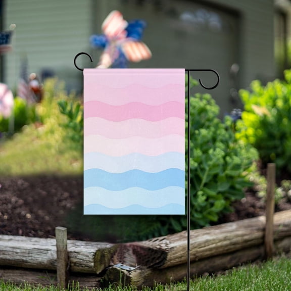 Yayeee Garden Flag 12" x 18" Double Sided Outdoor Yard Lawn Holiday Decorations, Light Pink Stripes