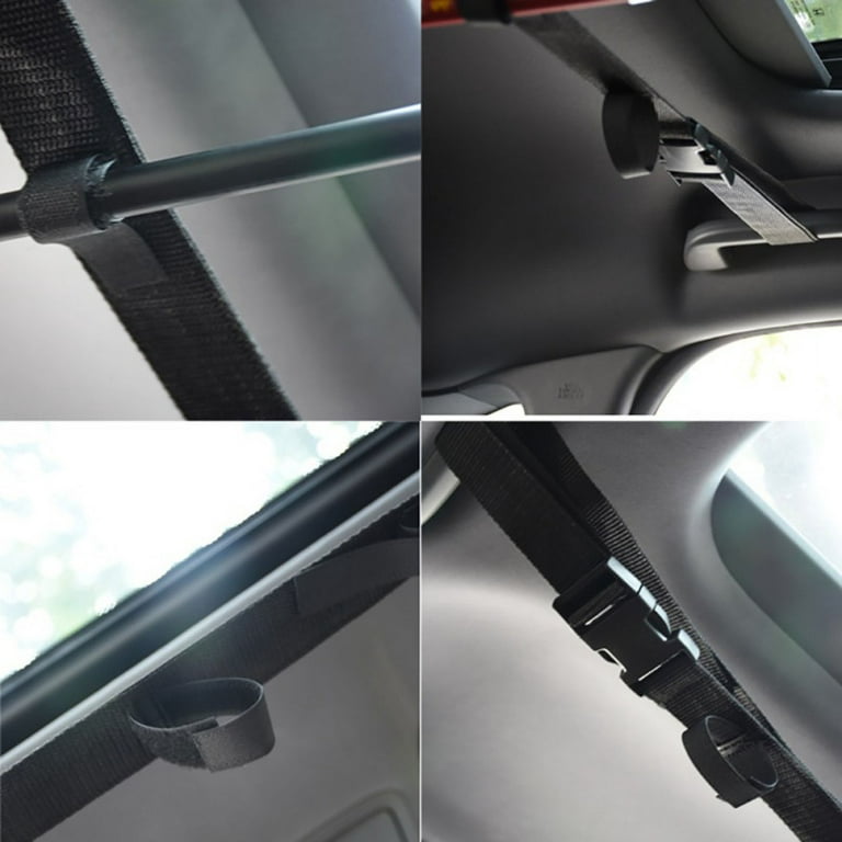 Altsales Car Fishing Rod Carrier Belt, Vehicle Fishing Pole Rack Holder Strap with Tie Suspenders Wrap 5 Roads for Suv, Wagons, Van, Size: 2pcs, Black