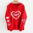 thumbnail image 3 of Craaazy Women's Heart Print Graphic Long Sleeve Hooded Sweatshirts with Pockets Gifts, 3 of 5