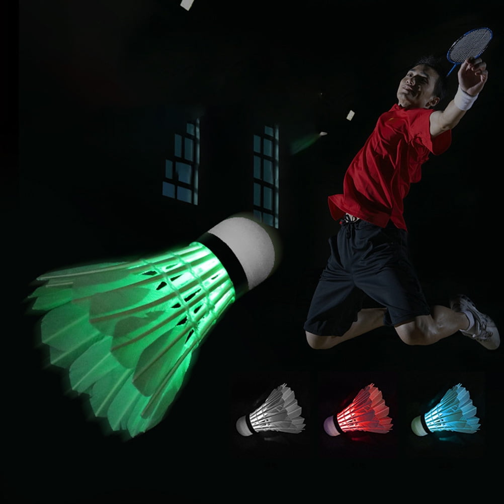 4X Colorful Lighting Outdoor Sport Feather Shuttlecock LED Night Badminton Chic 