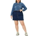 thumbnail image 2 of Agnes Orinda Women's Plus Size Jean Button Outfits Fashion Cropped Denim Jackets 3X Denim Blue, 2 of 6