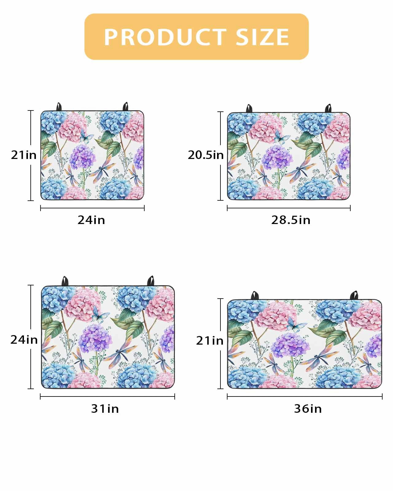 Large Induction Cooktop Protector Mat Botanical Flowers Stove Top Covers for Electric Stove, Spring Blue Pink Purple Floral Dragonfly Decorative Stove Burner Cover Mats, Glass Top Stove Cover