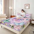 thumbnail image 4 of Castle Fairy Flying Gradient Butterflies 3Pcs Twin Sheet Sets,Abstract Ombre Watercolor Twin Fitted Sheet,Dreamy Princess Breathable Flat Sheet,Luxury Bedroom Decor, 4 of 7