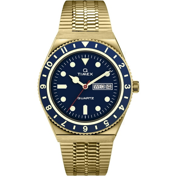 Timex 38 mm Q Timex Color Series Stainless Steel Case Gold/Blue/Gold One Size