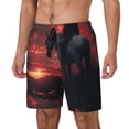thumbnail image 1 of Lsque Lone Rider Under Red Sky Pattern Mens Swim Trunks- Bathing Suit Compression Liner - Beach Swim Shorts Swimwear - (S-3XL) - Stretch Quick Dry-Large, 1 of 6