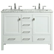Eviva Aberdeen 48" Transitional White Bathroom Vanity with White Carrara Countertop and double Sinks
