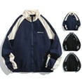 thumbnail image 2 of Skymirror Hip Hop Jacket Patchwork Windbreaker Coats for Women Men Casual Zipper Stand-up Collar Block Outerwear for Spring Autumn Outdoor Sports Party, 2 of 8