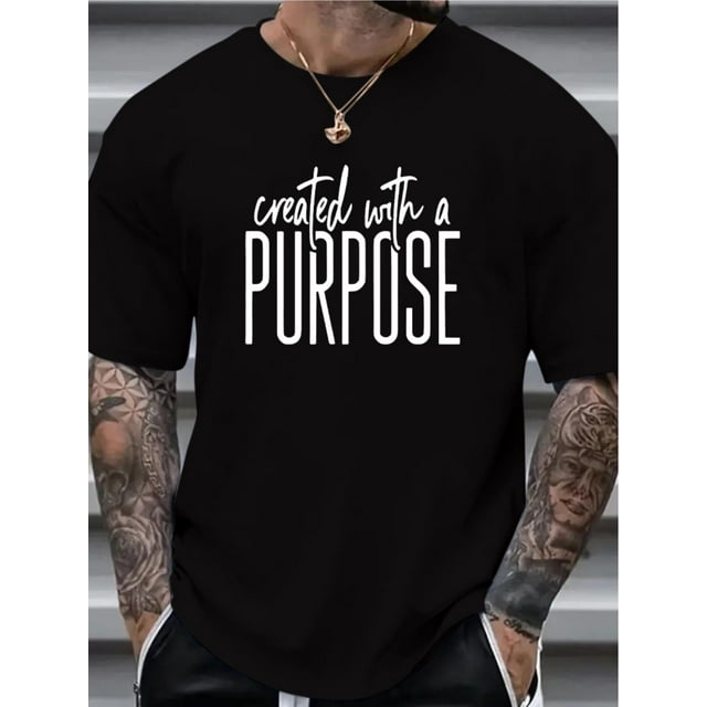 Camiseta elegante para hombre con eslogan único: estilo casual y vintage, cuello redondo, para todas las estaciones, ideal para el tiempo libre.