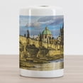 thumbnail image 2 of Landscape Ceramic Toothbrush Holder, Prague Charles Bridge Castle European Famous Touristic Place Landmark Cityscape, Versatile Countertop for Bathroom, 4.5" X 2.7", Multicolor, by Ambesonne, 2 of 4