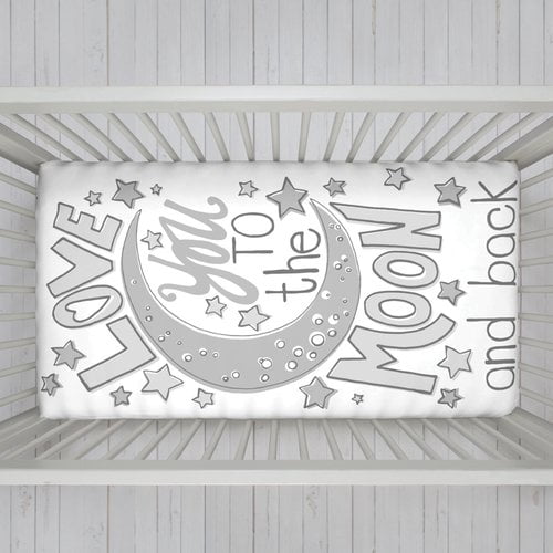 NoJo Photo Op 100% Cotton Fitted Crib Sheet, Love You to the Moon