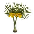 thumbnail image 1 of Nearly Natural 1543-YL Fan Palm & Calla Lily Artificial Arrangement - Yellow, 1 of 1