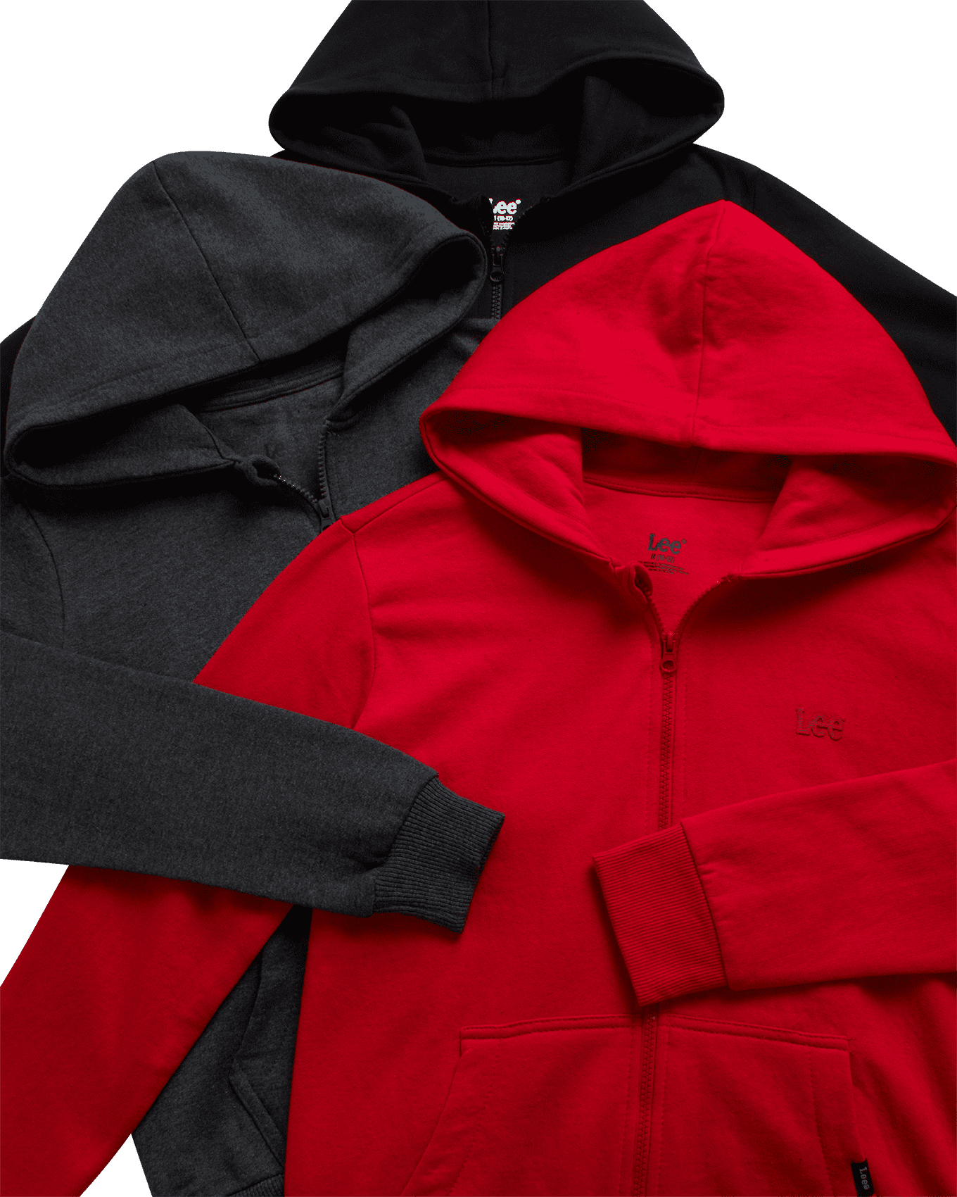 Lee Boys' Zip Up Hoodie - 3 Pack Soft Hooded Sweatshirt for Boys - Cozy Plain Hoodies (Sizes: S-XL)