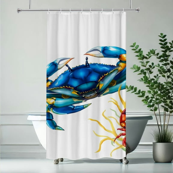 RKSupls Nautical Crab Shower Curtain, Valentine's Day Waterproof Shower Curtain with Hooks for Home Bathtub Bathroom Decor Washable Fabric Curtains,90x180cm