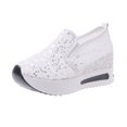 thumbnail image 5 of Dakaela Womens Slip on Platform Shoes Sequin Mesh Wedge Sneakers Breathable Ladies Casual Flats White 8.5, 5 of 6