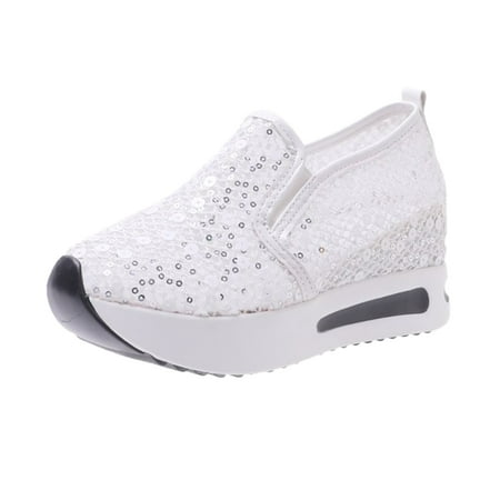 

nsendm Sandals Size 8 Thick Leisure Breathable Fashion Wedges Soled Shoes Casual Outdoor Shoes Casual Sandals Women White 8.5
