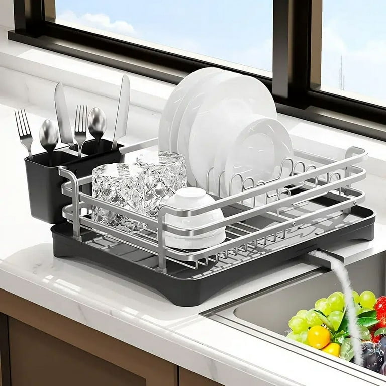 1pc Dish Drying Rack Space-Saving Dish Rack Dish Racks For Kitchen Counter  Durable Stainless Steel Kitchen Drying Rack With A Cutlery Holder Drying  Rack For Dishes Knives Spoons An 