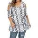 thumbnail image 5 of Camisa de mujer Blusa de manga corta con hombros descubiertos y estampado floral, gris, 4XL Sweethay AP002473-09, 5 of 6