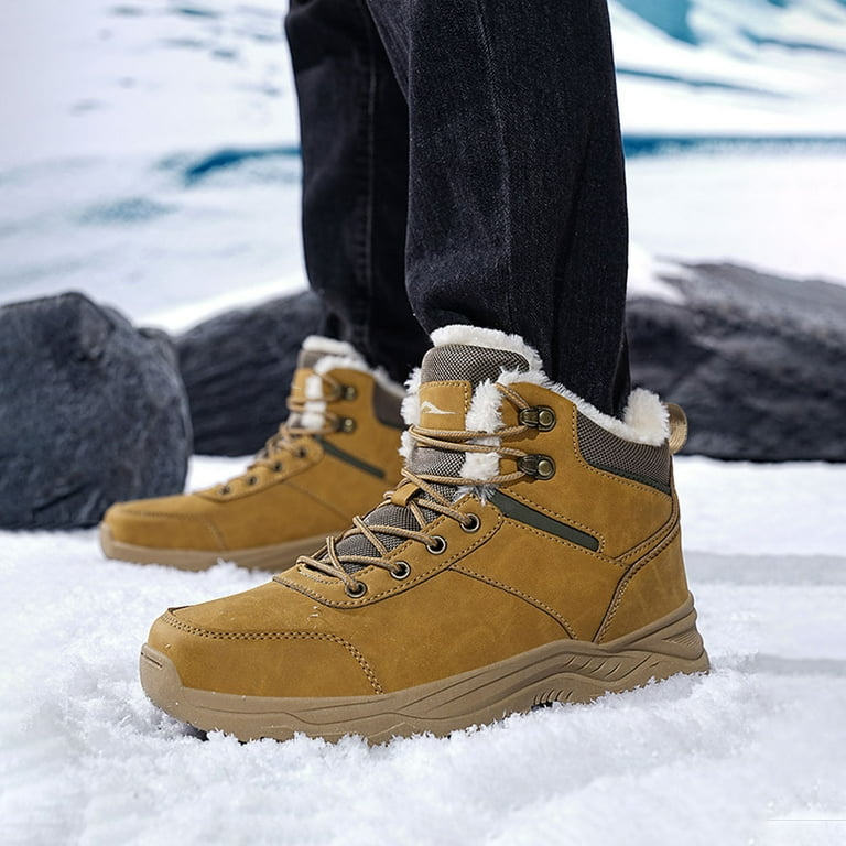 MeMoride Mens Snow Boots Waterproof Warm Faux Fur Lined Ankle