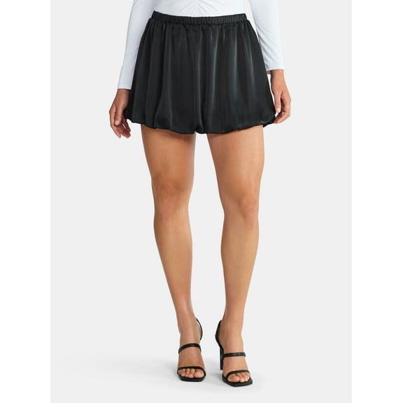 Madden NYC Women's Bubble Hem Satin Mini Skirt, Sizes XXS-XXL