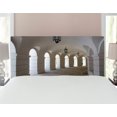 thumbnail image 1 of Medieval Headboard, Middle Ages Buildings Corridor Arches and Lanterns Architectural Classical Art, Upholstered Decorative Metal Bed Headboard with Memory Foam, Full Size, White, by Ambesonne, 1 of 4