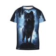 thumbnail image 4 of Wukai Night Scene of Wolves Youth Unisex Short Sleeve T-Shirt for Boys, Girls, Teens, and Kids-X-Small, 4 of 7