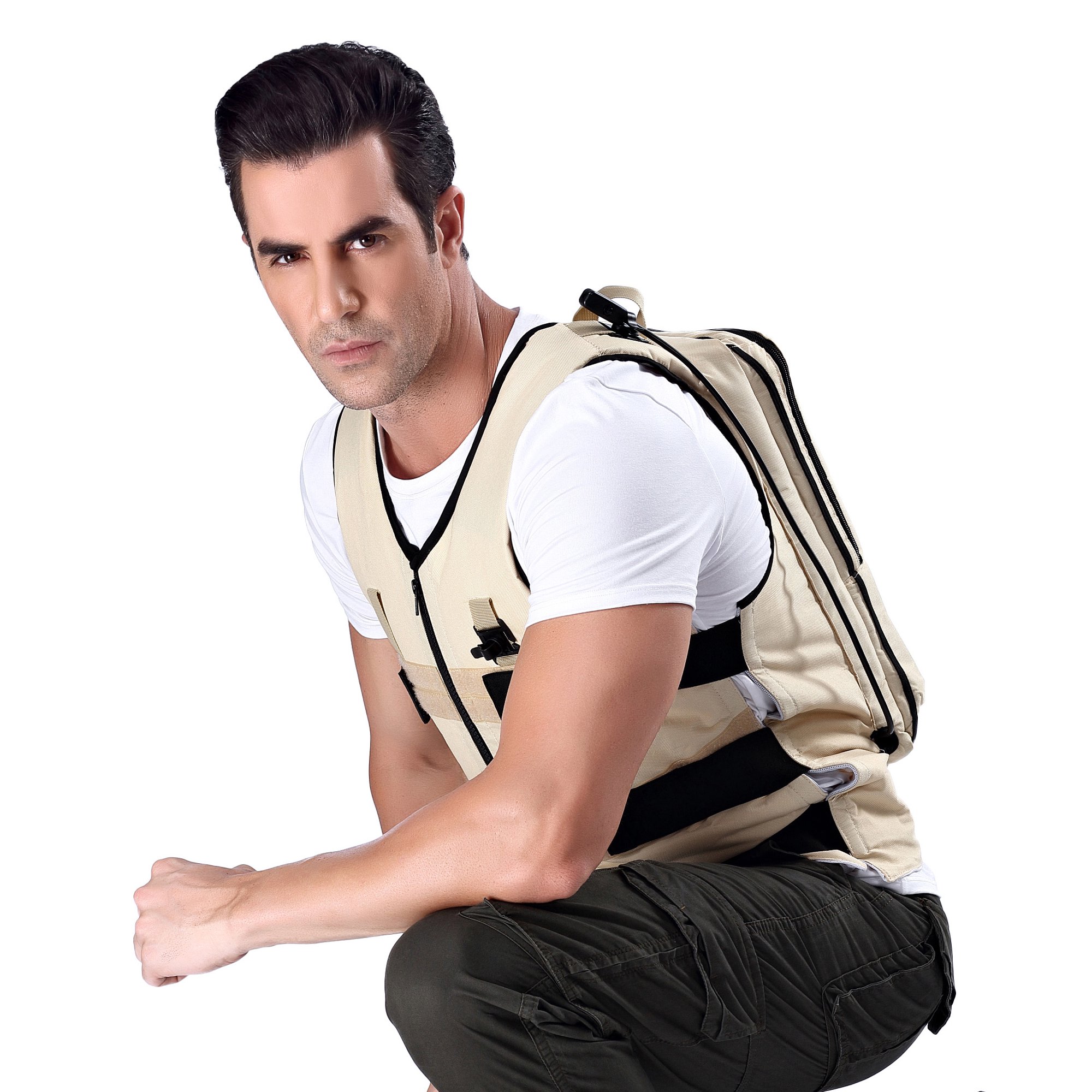 Ice Water Circulating Cooling Vest Tan Detachable Bladder